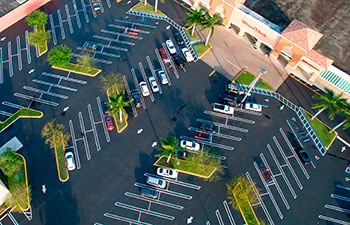 aerial view of well-maintained parking lot