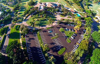 aerial view of well-maintained parking lot