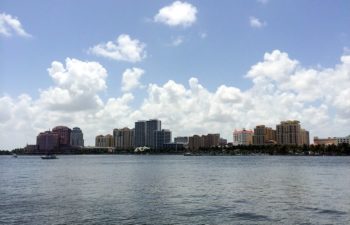 View of downtown West Palm Beach, Florida from the ocean