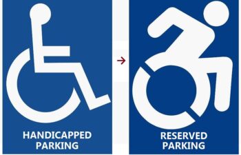 before and after of the new handicapped parking signs