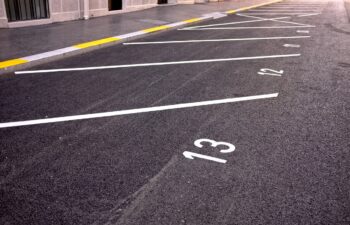 newly paved commercial parking lot