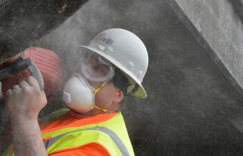 paver repairing concrete on a commercial bridge