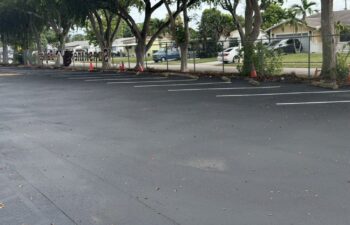 After: Sunshine Elementary lot sealed with TreadCoat and open for Monday drop-off