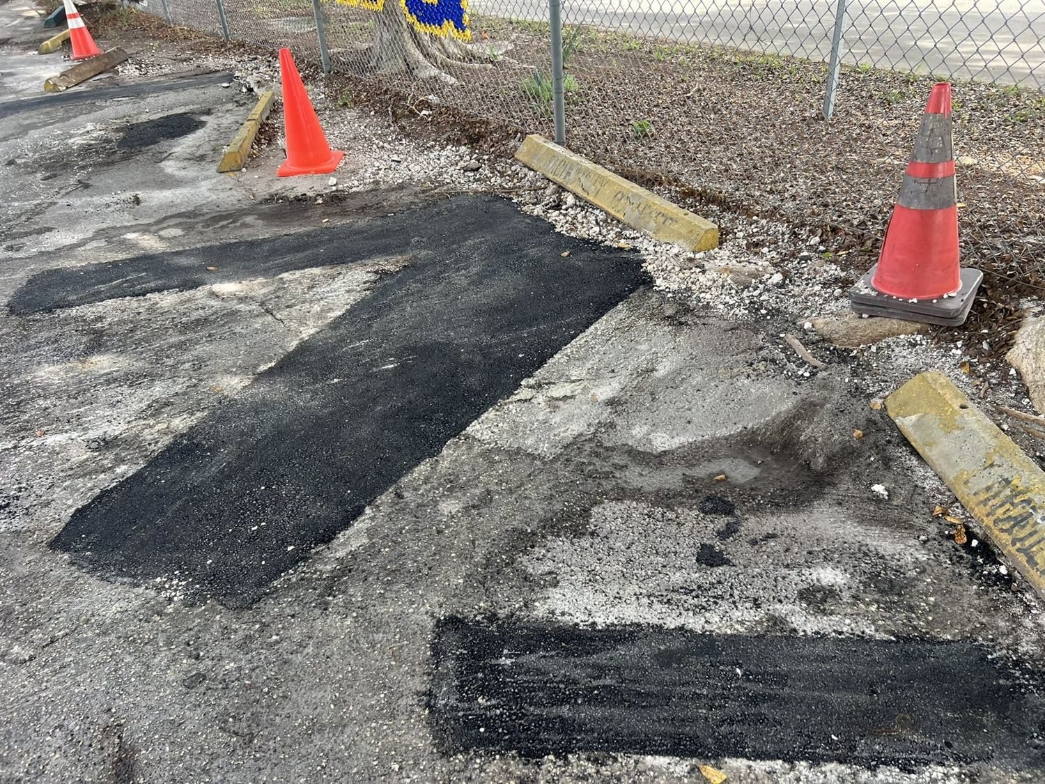 During — new asphalt at the gate apron.