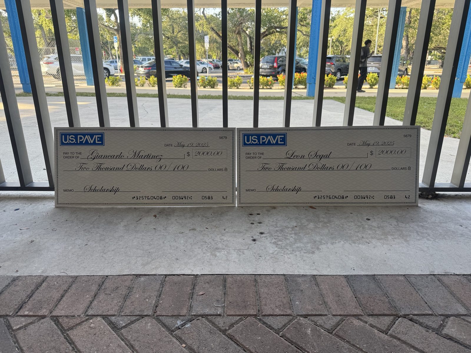 May 19, 2025 — two $2,000 U.S. Pave scholarships, presented on stage at Hollywood Hills.